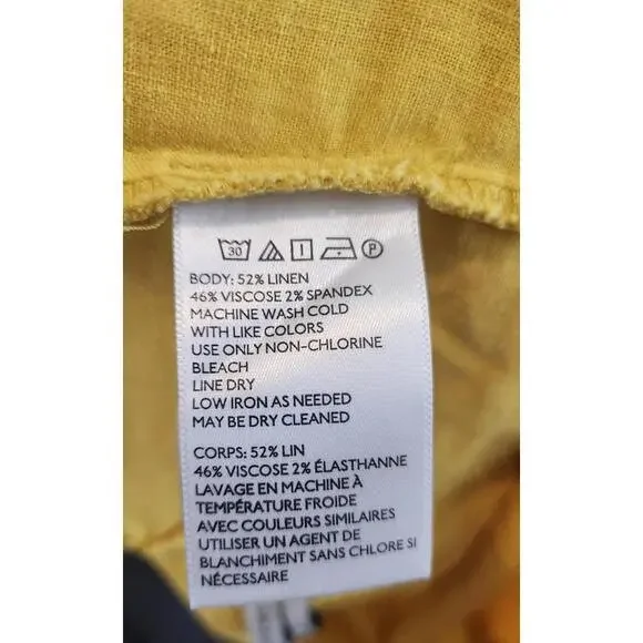 Urban Outfitters Crop Top Small Yellow Linen Blend Square Neck Buttons Academia - Picture 6 of 6